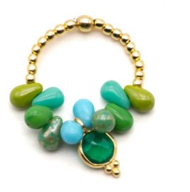 ring met steen en verguld zilver