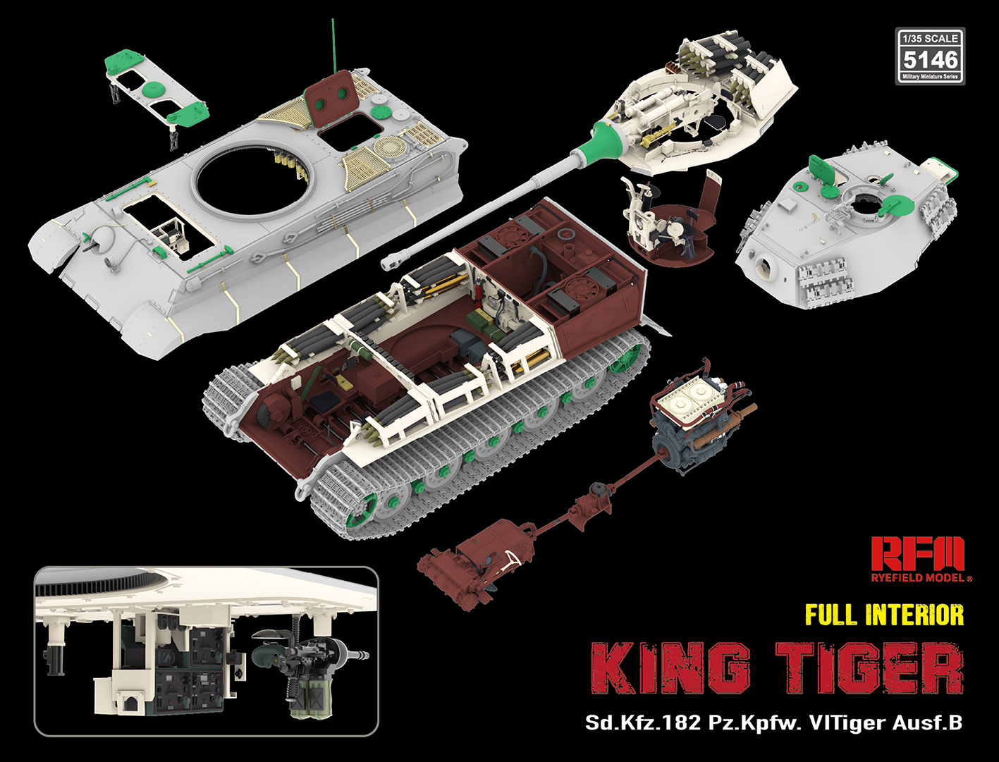 RFM | 5146 | Pz.Kpfw.VI Ausf.B King Tiger Henschel Turret Sd.Kfz. 182 w/ Interior | 1:35