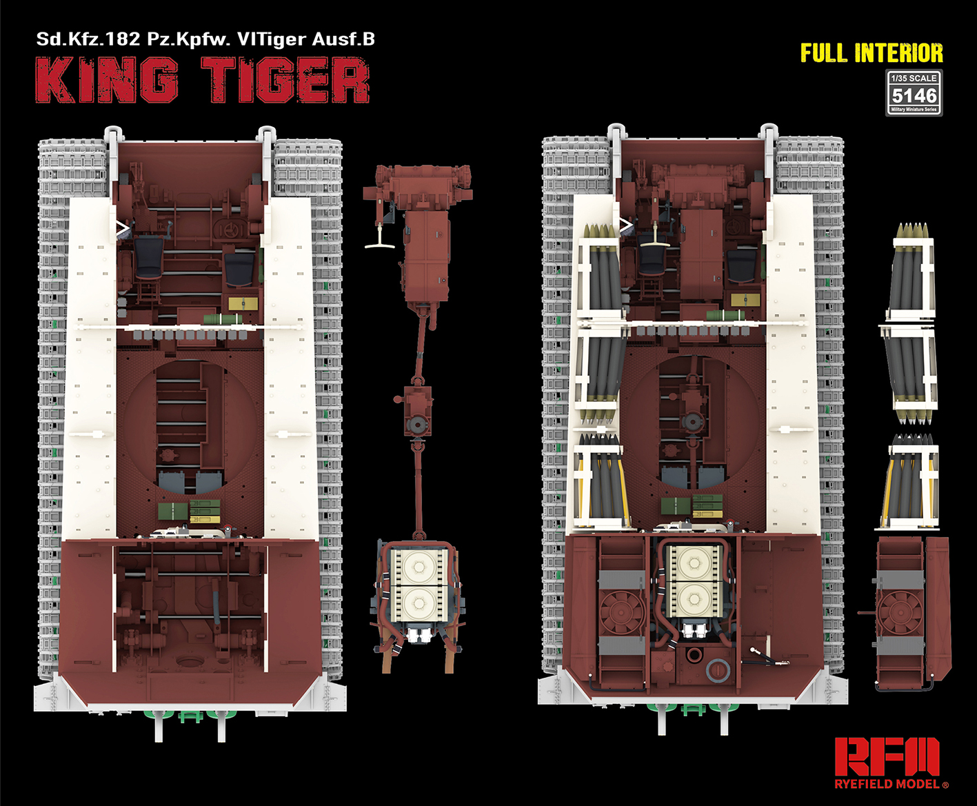 RFM | 5146 | Pz.Kpfw.VI Ausf.B King Tiger Henschel Turret Sd.Kfz. 182 w/ Interior | 1:35