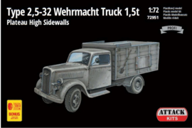 Attack | 72951 | Type 2.5-32 Wehrmacht truck 1.5T plateau high sidewalls | 1:72