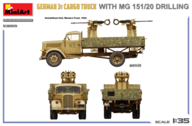 MiniArt | 53055 | German 3T Cargo Truck with MG 151/20 Drilling | 1:35
