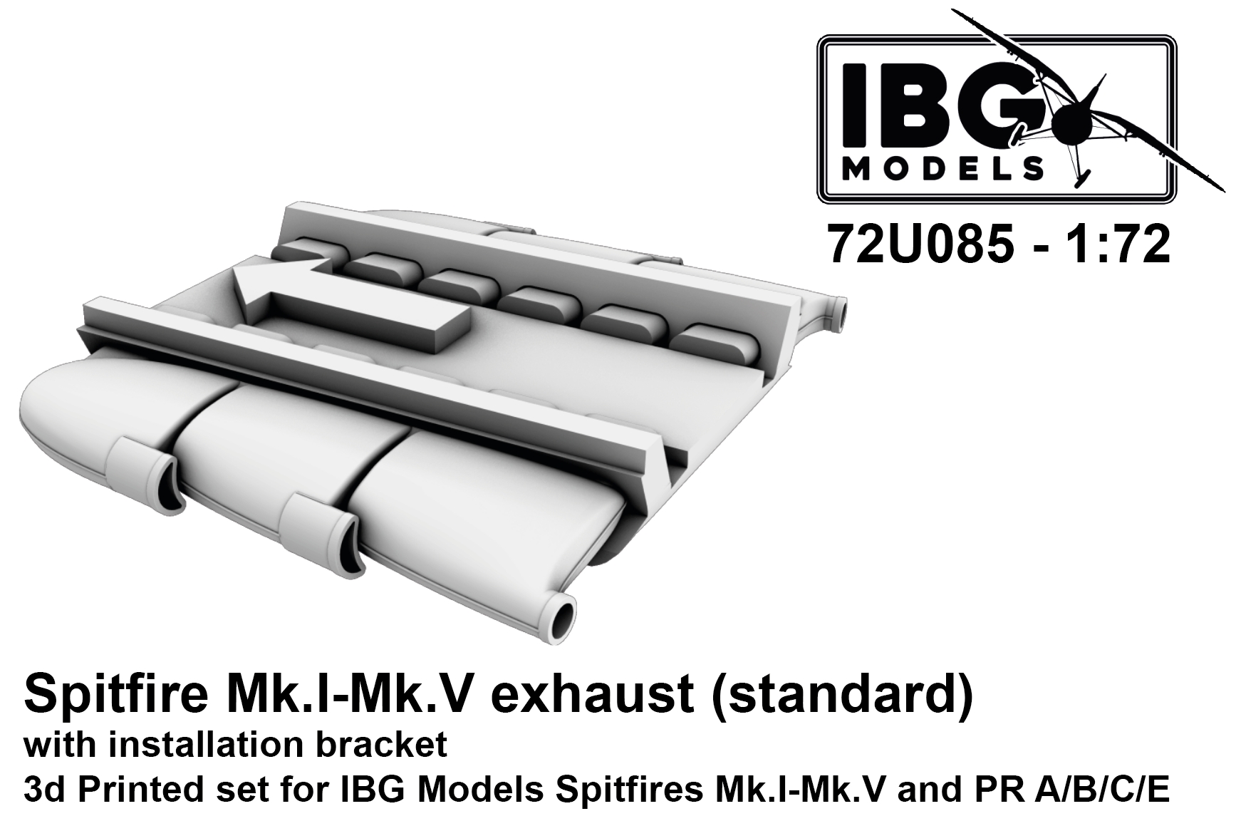 IBG | 72U085 | Spitfire Mk.I-Mk.V & PR Type A/B/C/E exhaust (standard) | 1:72