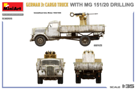 MiniArt | 53055 | German 3T Cargo Truck with MG 151/20 Drilling | 1:35
