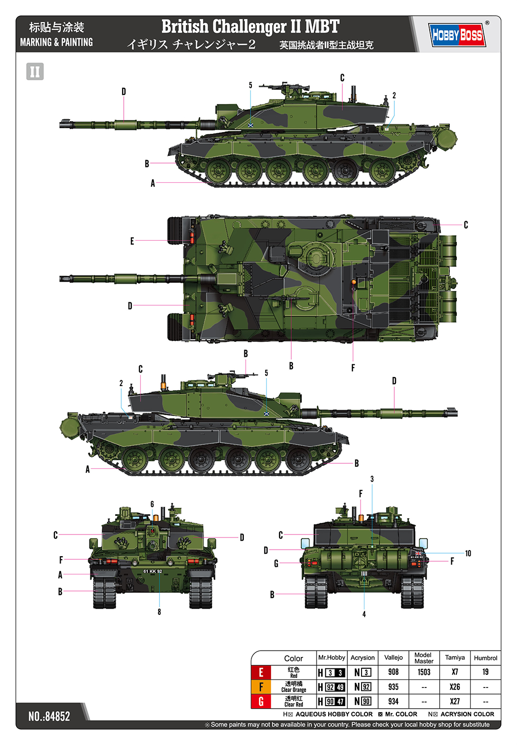 HobbyBoss | 84852 | Challenger II British MBT | 1:48