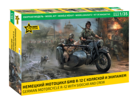 Zvezda | 3607 | German Motorcycle R-12 with Sidecar and Crew | 1:35
