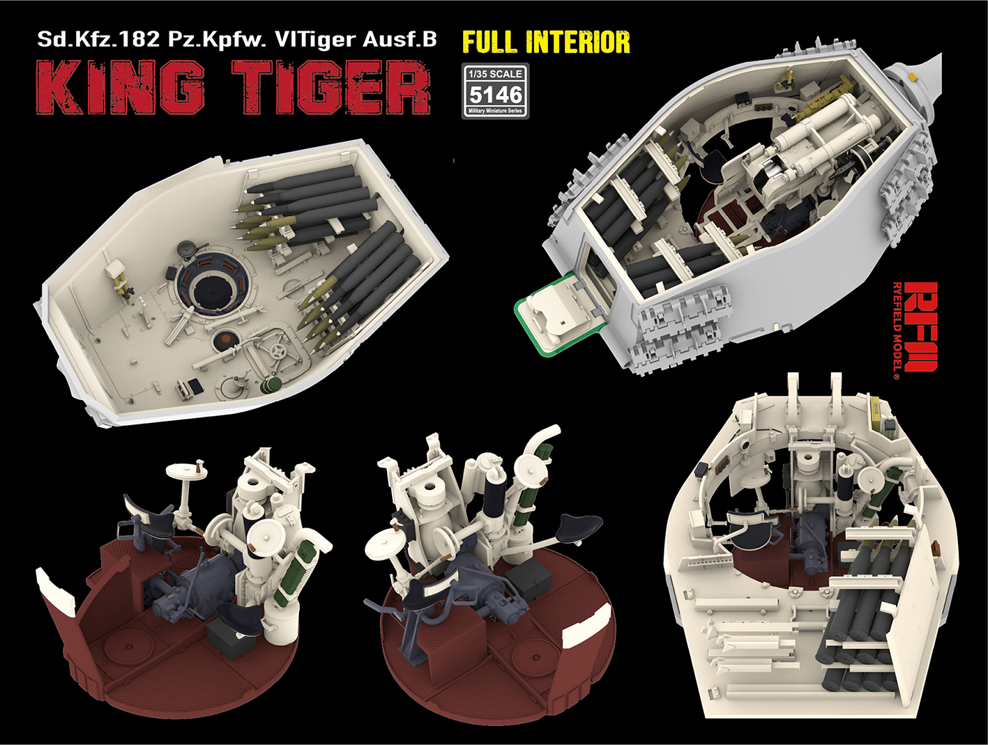 RFM | 5146 | Pz.Kpfw.VI Ausf.B King Tiger Henschel Turret Sd.Kfz. 182 w/ Interior | 1:35