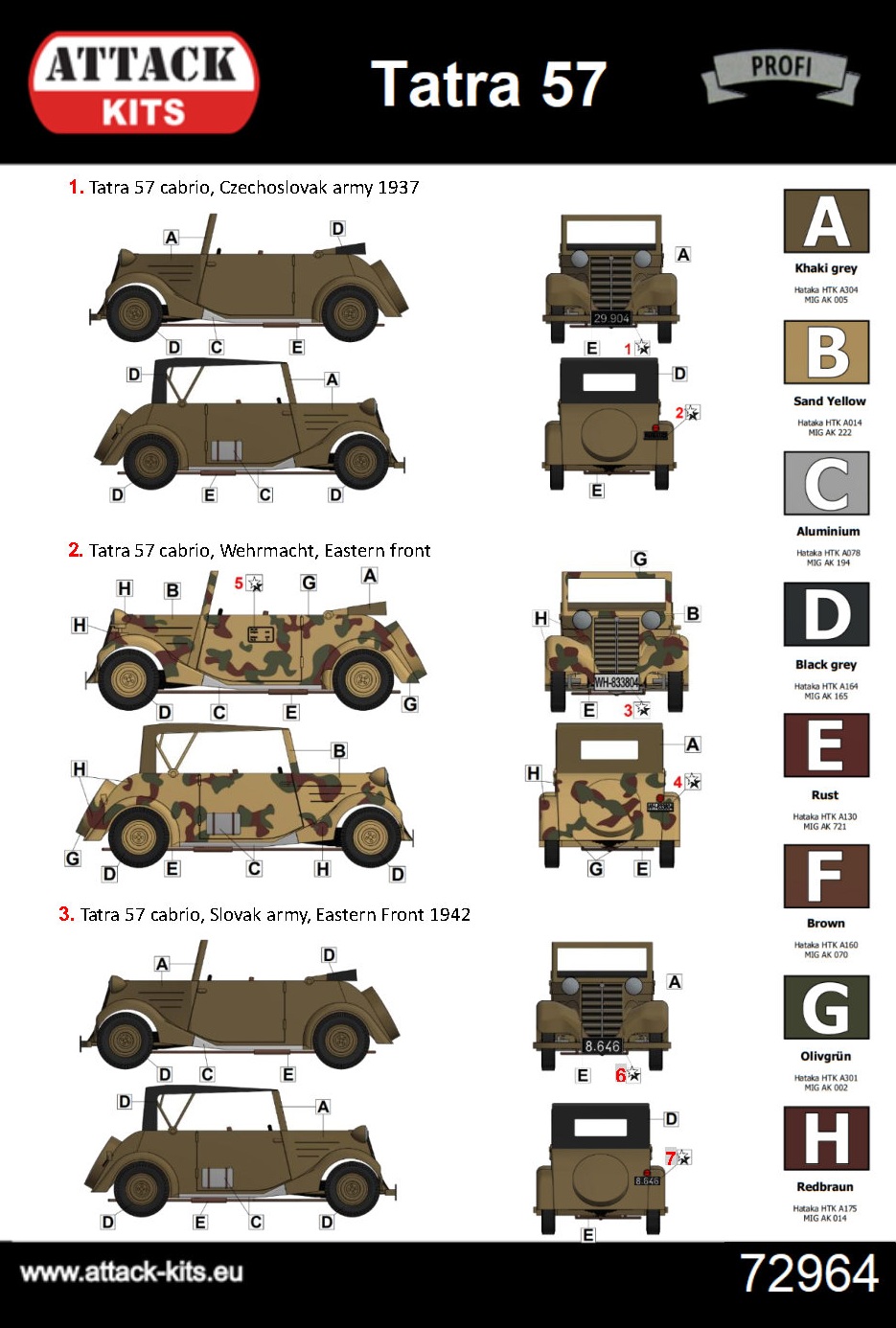 Attack | 72964 | Tatra 57 Army Cabrio | 1:72