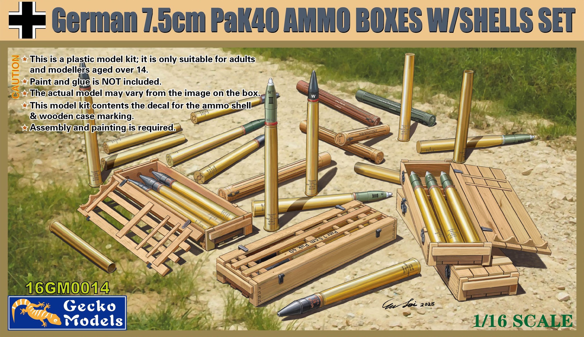 Gecko | 16GM0014 | German 7,5cm PAK 40 Ammo Boxes w/Shells Set | 1:16