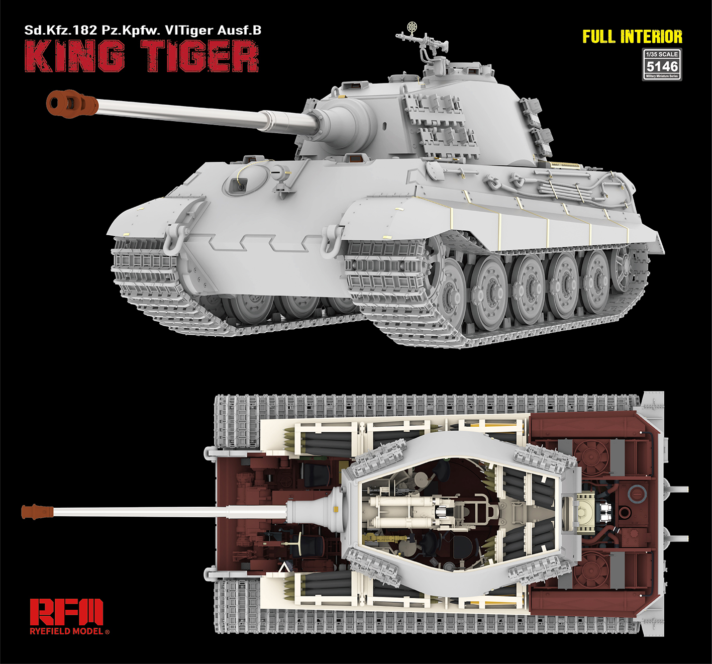 RFM | 5146 | Pz.Kpfw.VI Ausf.B King Tiger Henschel Turret Sd.Kfz. 182 w/ Interior | 1:35