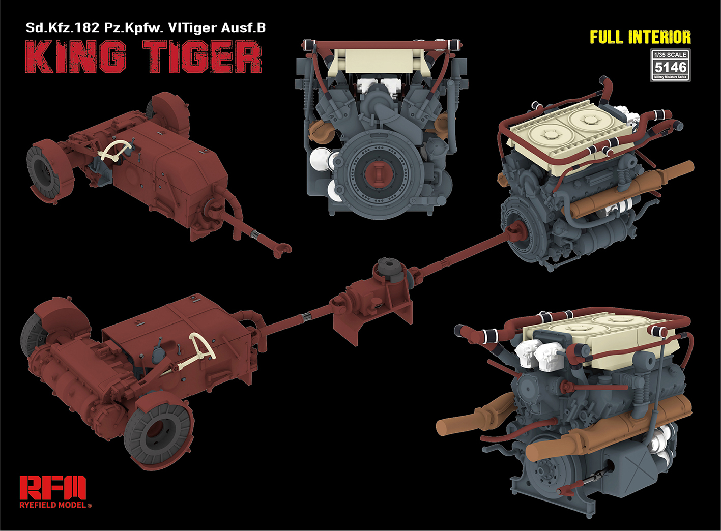 RFM | 5146 | Pz.Kpfw.VI Ausf.B King Tiger Henschel Turret Sd.Kfz. 182 w/ Interior | 1:35