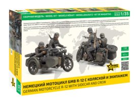 Zvezda | 3607 | German Motorcycle R-12 with Sidecar and Crew | 1:35