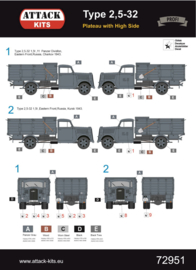 Attack | 72951 | Type 2.5-32 Wehrmacht truck 1.5T plateau high sidewalls | 1:72