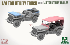Takom | 1026 | 1/4 ton Utility Truck with 1/4 ton Utility trailer | 1:16