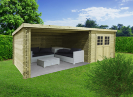 Tuinhuis Rohan 2980 + 3644 mm x 2980 mm wanddikte 28 mm geimpregneerd