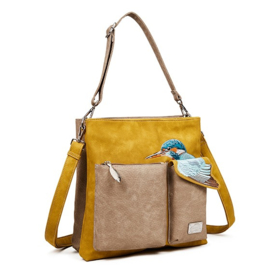 Hi-Di-Hi hand/ schoudertas "Kingshopper", yellow/ brown