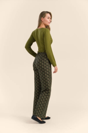 LaLamour "Sue Trousers Jersey", abstract flower green