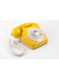 GPO telefoon retro jaren ‘70, draaischijf, geel