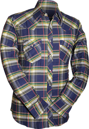 Chenaski cowboy blouse "Scot", blue, creme, yellow