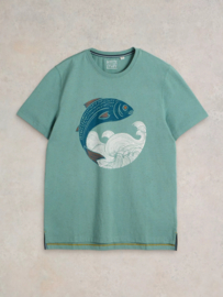 White Stuff "Gone Fishing Graphic Tee", Blue Print