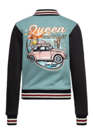 Queen Kerosin College Sweat Jacket "The Queen of Sun Valley", Smoke Green