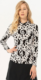 Surkana  blouse met lange mouwen en print, zwart