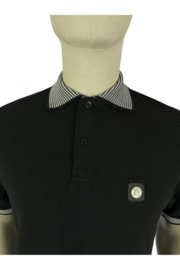 Trojan "Basket Weave Polo With Jacquard Collar And Cuffs", navy