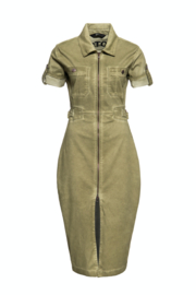 Queen Kerosin olijfkleurige jurk, Motor Queen Service