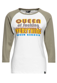 Queen Kerosin raglan shirt "Queen of Everything", White&Green
