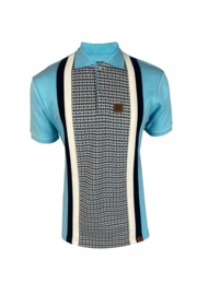 Ska&Soul Polo "Dogtooth Panel", blauw