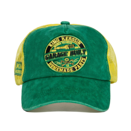 King Kerosin trucker cap "Garage Built", Green & Yellow