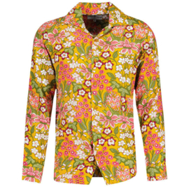 Madcap "Rock-a-Hula Retro Rayon Floral LS Revere Collar Shirt Mustard"