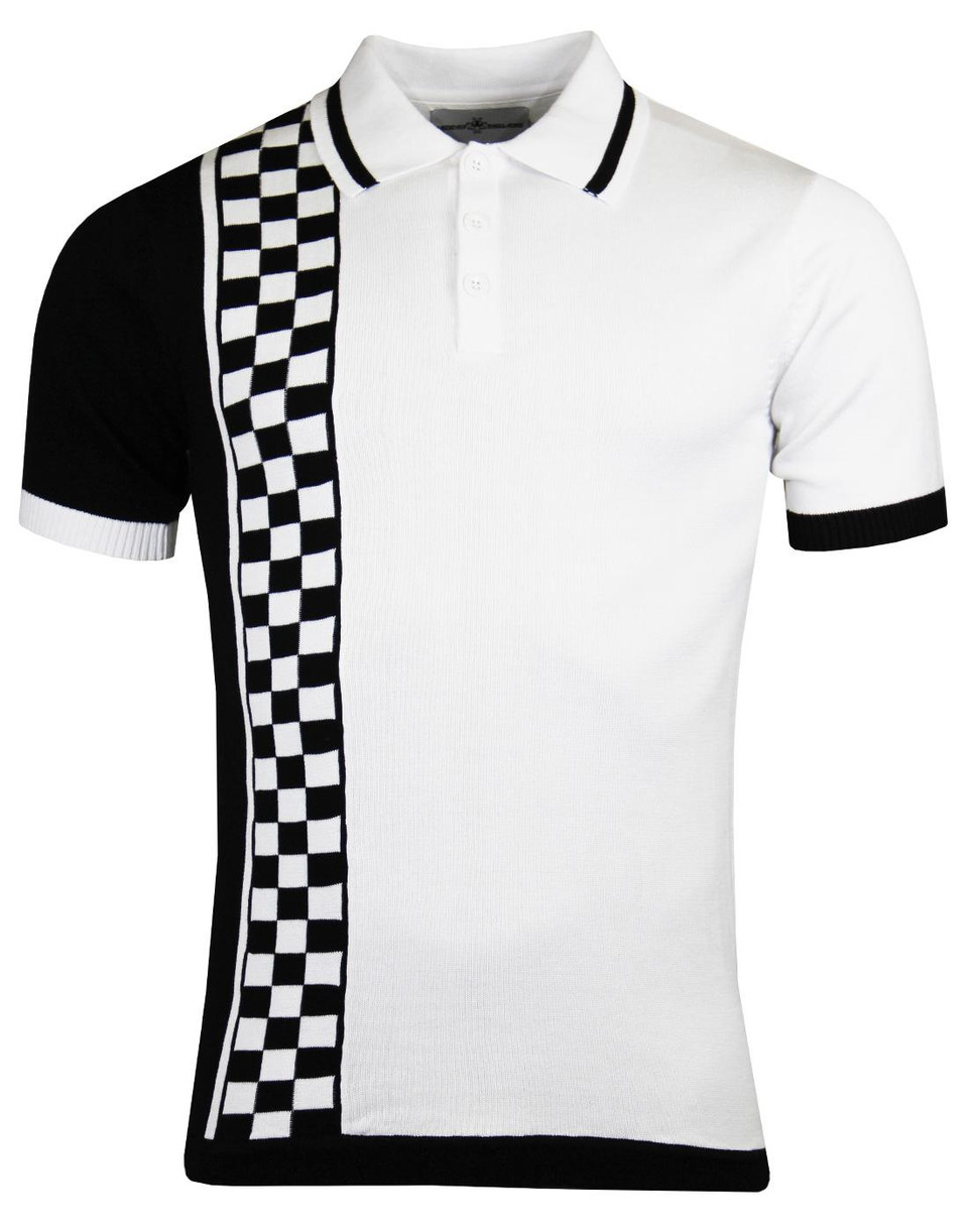 Madcap "Maytal Mod Ska Check Stripe Polo", black and white