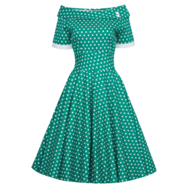 Dolly and Dotty "Darlene Full Circle Green Polka Dot Swing Dress", green