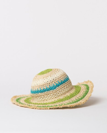 Surkana gestreepte hoed in raffia stijl