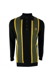 Ska&Soul "Textured stripe panel polo", black