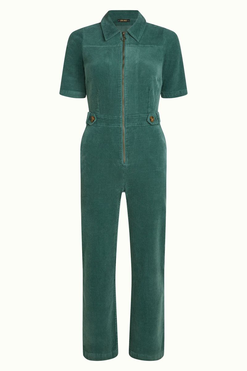 King Louie  "Garbo Zip Jumpsuit Corduroy", matcha green