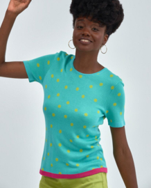 Surkana Top Rounded Neckline Short Sleeve Turquoise