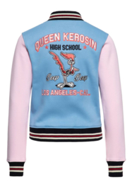 Queen Kerosin College Sweat Jacket "Q High School", sky blue