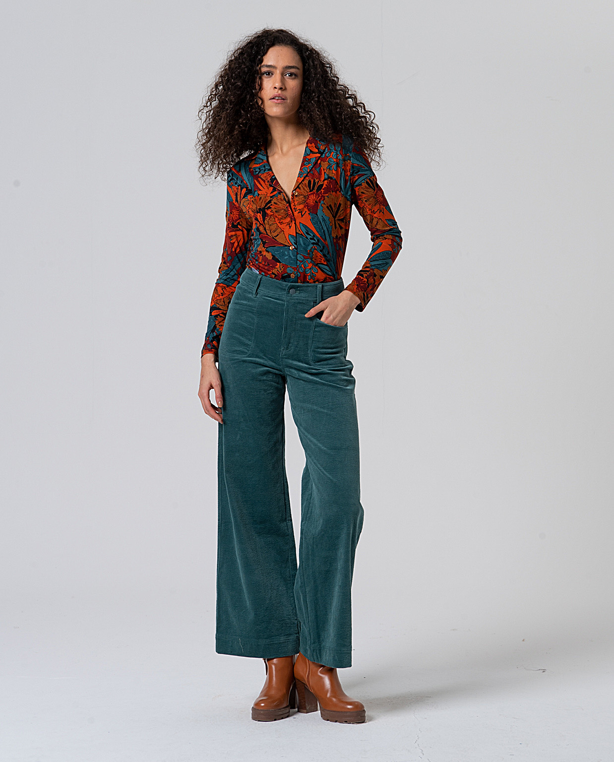 Surkana flared broek "Esmeralda", green