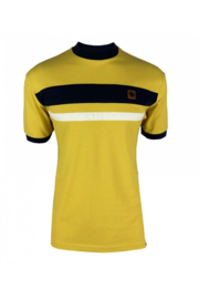 TROJAN "Cut and sew stripe pique tee", mustard