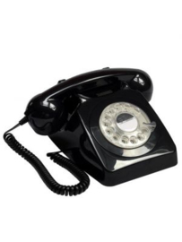 GPO telefoon retro jaren ‘70, draaischijf, zwart