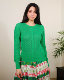 Pretty Vacant vest "Heart Pointelle Cardigan", Fern Green