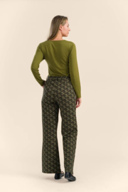 LaLamour "Sue Trousers Jersey", abstract flower green