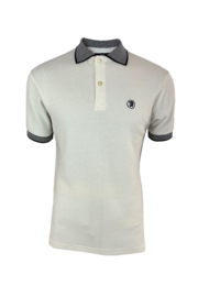 Trojan "Basket Weave Polo With Jacquard Collar And Cuffs", ecru