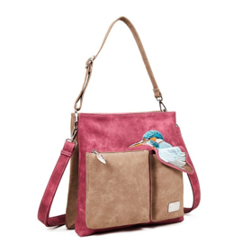 Hi-Di-Hi hand/ schoudertas "Kingshopper", cerise/ brown