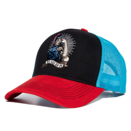 Queen Kerosin Trucker Cap "We Can Do It", zwart&rood