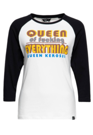 Queen Kerosin raglan shirt "Queen of Everything", White&Black