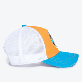 King Kerosin trucker cap "Real Badass", Blue & Orange