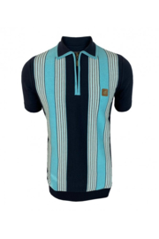 Trojan "Stripe Front Zip Fine Gauge Polo"