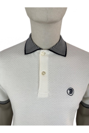 Trojan "Basket Weave Polo With Jacquard Collar And Cuffs", ecru